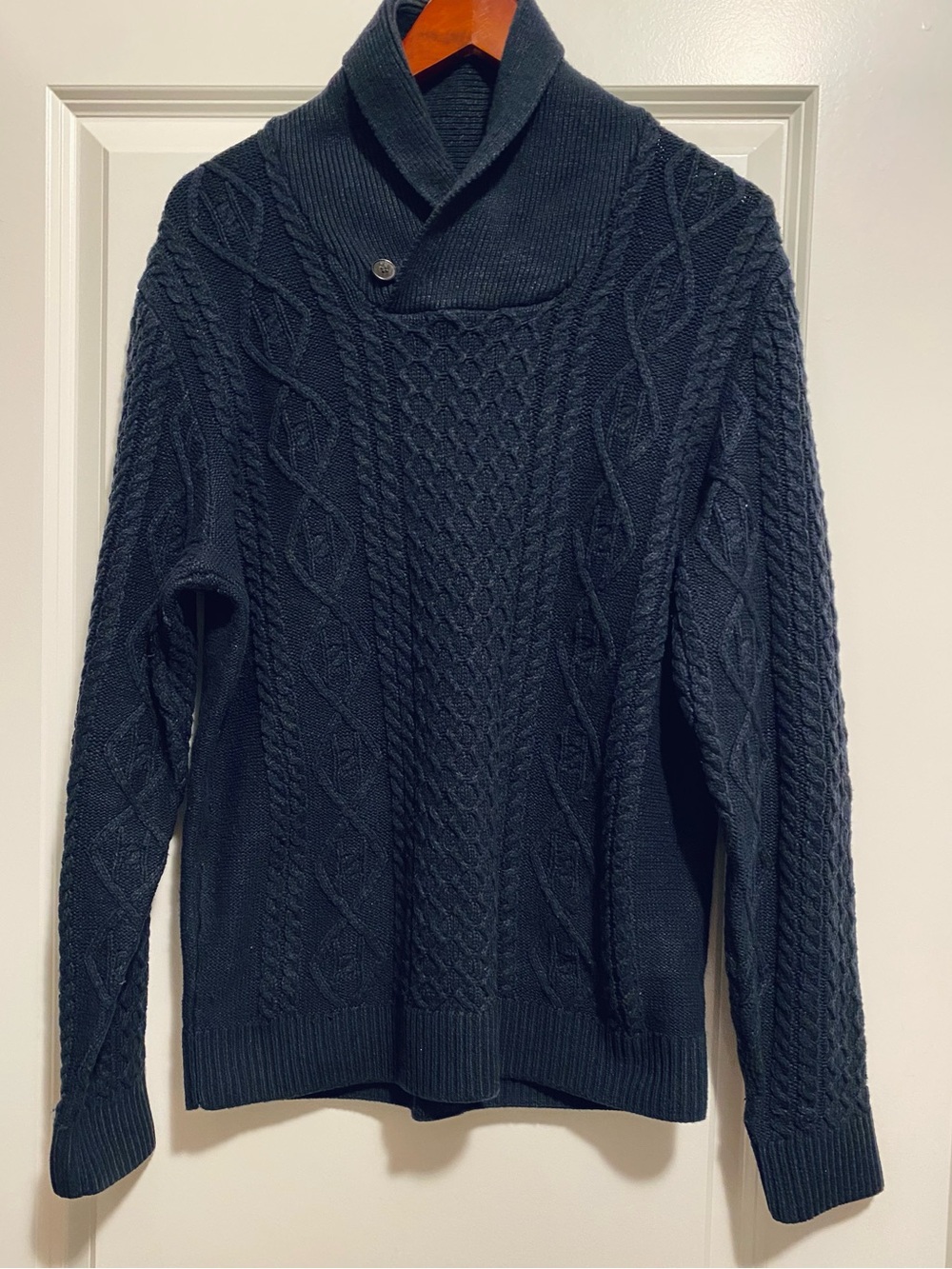 Men's Shawl Collar Cable Knit Sweater
